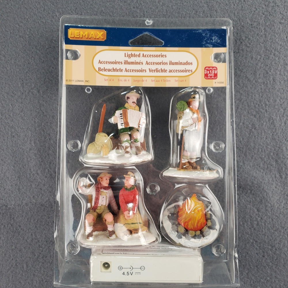 Lemax Lighted Accessories Set of 4 Village Alpine Ski Party Collection